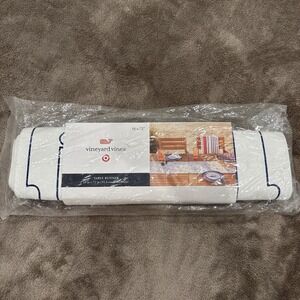 Vineyard Vines Target  Table Runner 14" x 72"  Whale Logo AOP White Blue